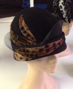 Leopard Textured Boiled Wool Cloche