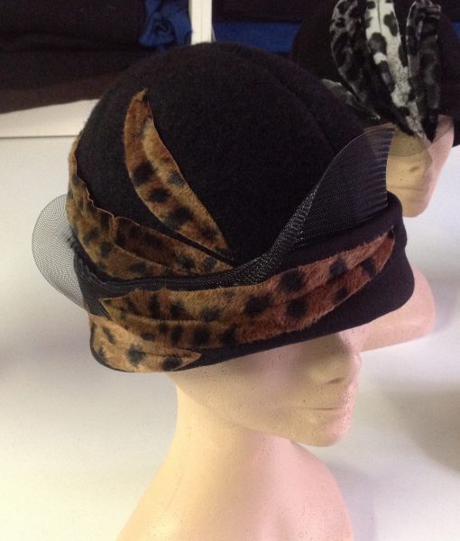 Leopard Textured Boiled Wool Cloche