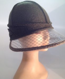 Boiled wool hat with plastic visor veils - side view